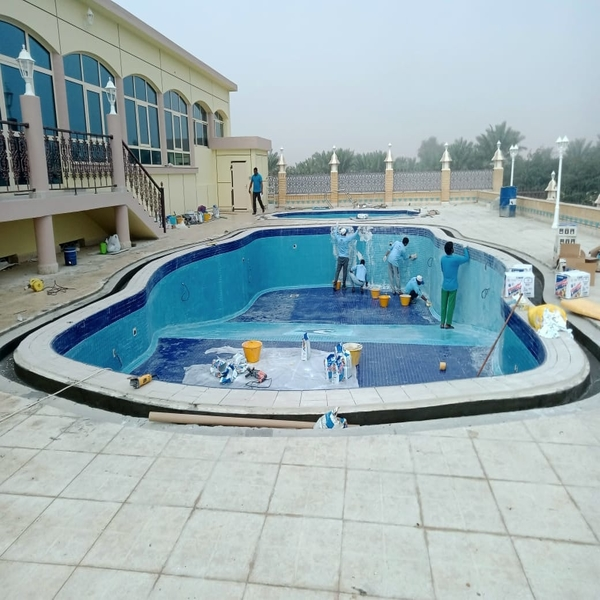 Swimming pool tiling and renovation work at a villa in Dubai